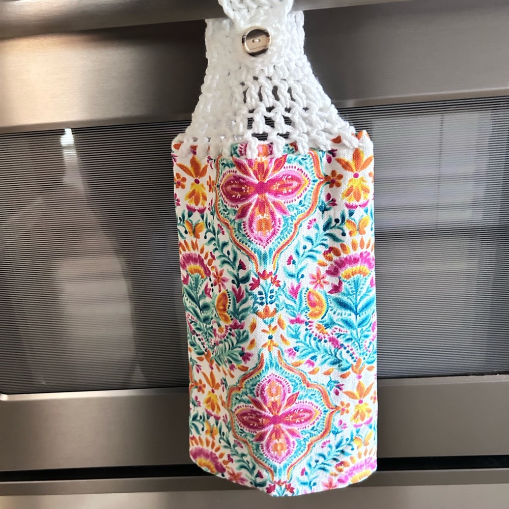 Hand Crafted Floral Hanging Kitchen Hand Towels Crochet Top - Picture 6 of 15